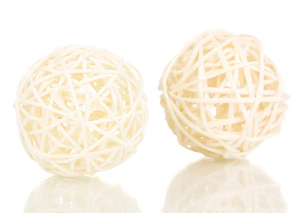 Wicker bamboo balls isolated on white — Stock Photo, Image
