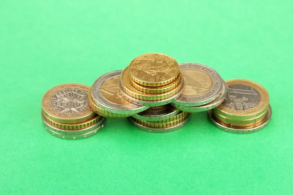 Euro coins on color background — Stock Photo, Image