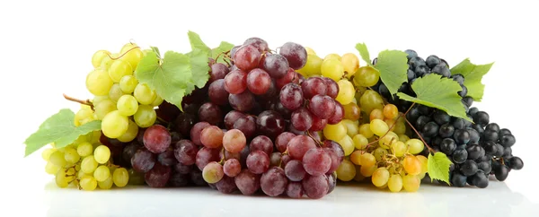 各种各样的成熟甜葡萄上白色孤立 — 图库照片