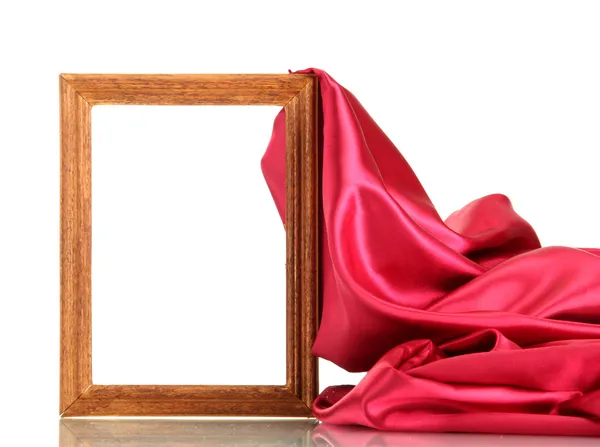 Empty frame with silk, isolated on white — Stock Photo, Image