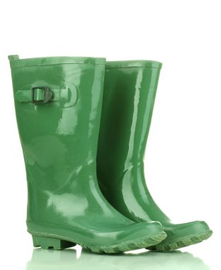 Yeşil gumboots üzerinde beyaz izole
