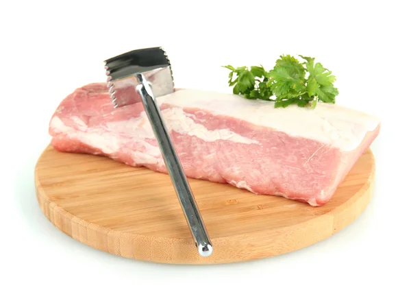 Pork with a meat hammer isolated on white — Stock Photo, Image