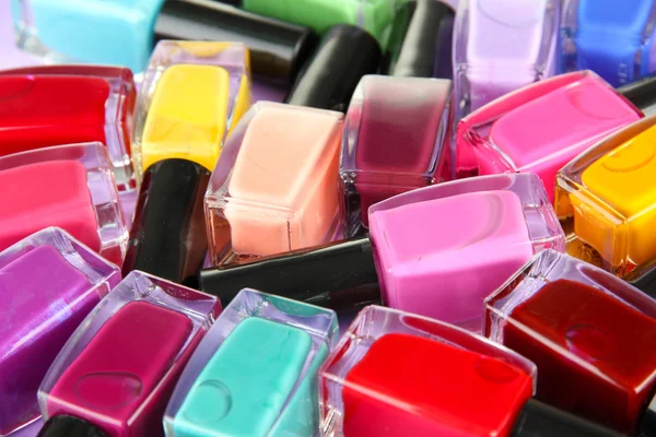 Group of bright nail polishes, close up — Stock Photo, Image