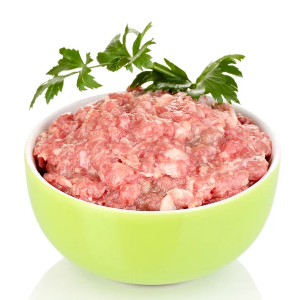 Puchar ziemi surowe mięso na białym tle — Zdjęcie stockowe