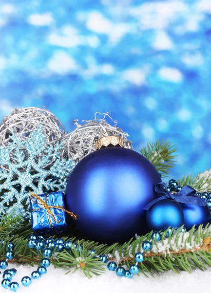 Christmas decoration on blue background — Stock Photo, Image