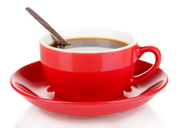 सफेद पर अलग मजबूत कॉफी का एक लाल कप — स्टॉक फ़ोटो, इमेज