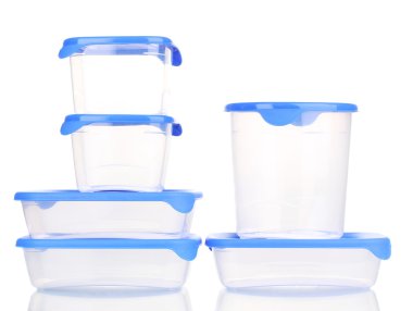 plastik üzerinde beyaz izole besin konteynerler