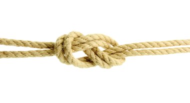 düğüm üzerinde beyaz izole, iple