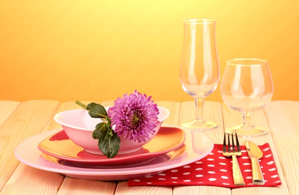 Table setting on bright background close-up — Stok fotoğraf