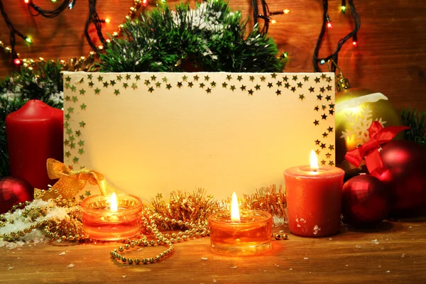 Vacker jul sammansättning på trä bakgrund — Stockfoto