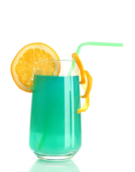 Glas voor blue cocktail geïsoleerd op wit — Stockfoto