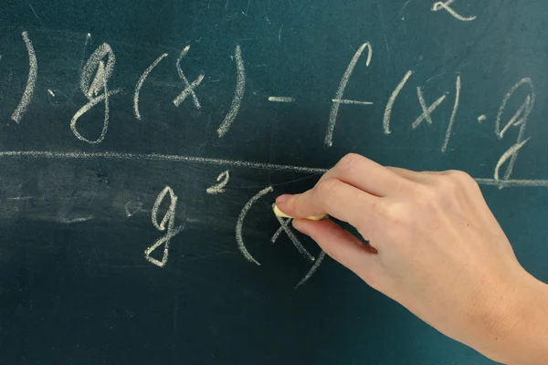 Math formula written on blackboard with chalk. — Stock Photo, Image