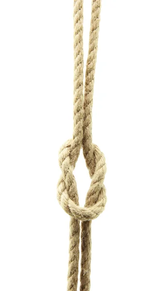 Seil mit Knoten, isoliert auf weiß — Stockfoto