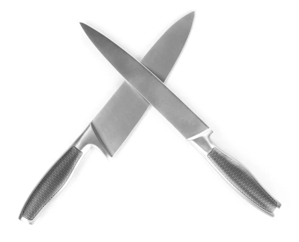 Carving and utility knives crossed, isolated on white — Stock Photo, Image