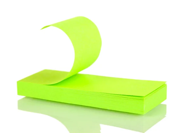 Green sticky notes isolated on white — Stock Photo, Image