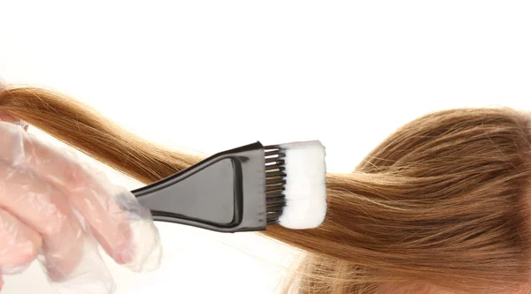 Haarfärbung, auf weißem Hintergrund — Stockfoto