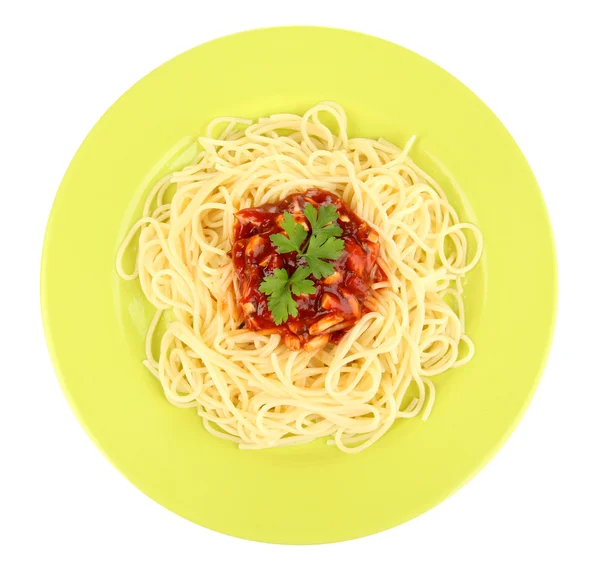 สปาเก็ตตี้อิตาเลี่ยนในจานแยกจากสีขาว — ภาพถ่ายสต็อก
