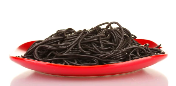 Černé špagety izolovaných na bílém — Stock fotografie