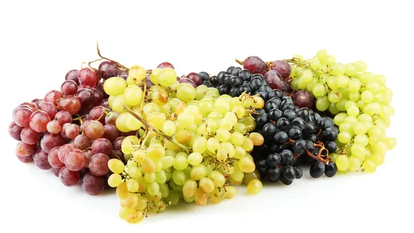 Assortment of ripe sweet grapes isolated on white — Stock Photo, Image