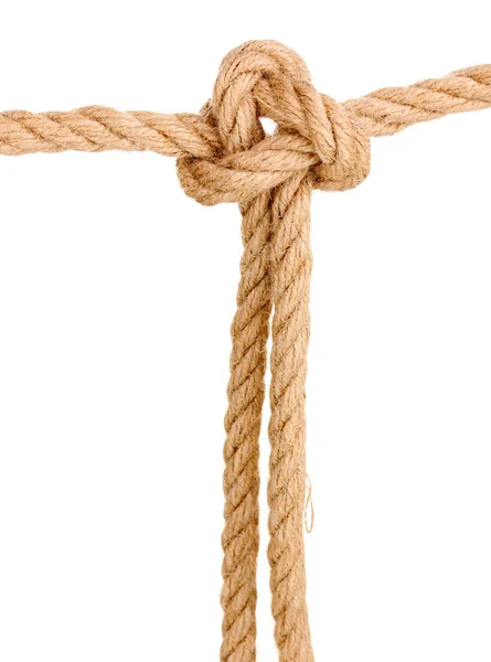 Rope with knot isolated on white — Stock Photo, Image