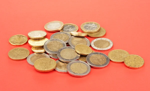 Euro coins on color background — Stock Photo, Image