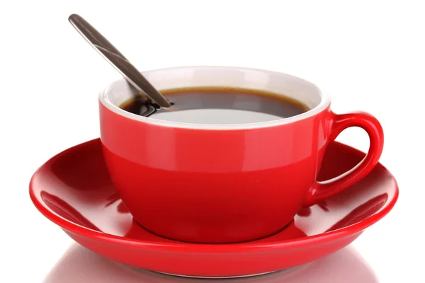 Une tasse rouge de café fort isolé sur blanc — Photo