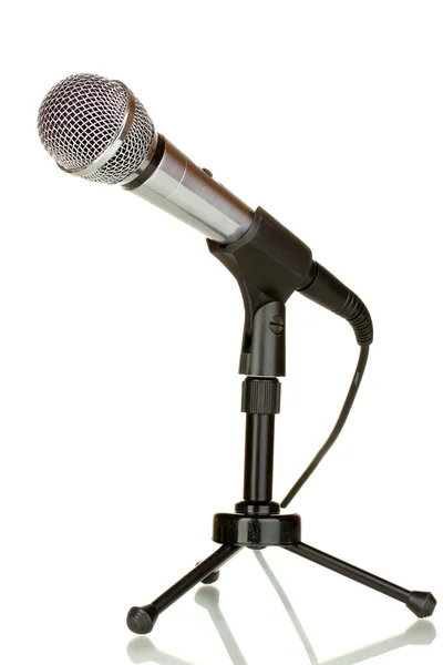 Microphone on stand isolated on white — Stock Photo, Image