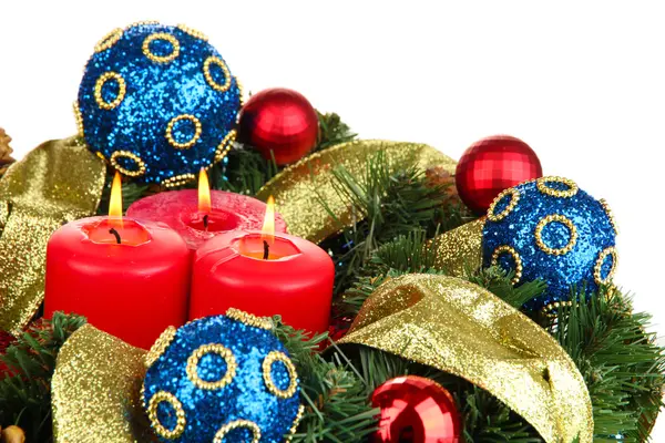 Beautiful Christmas wreath isolated on white Royalty Free Stock Photos