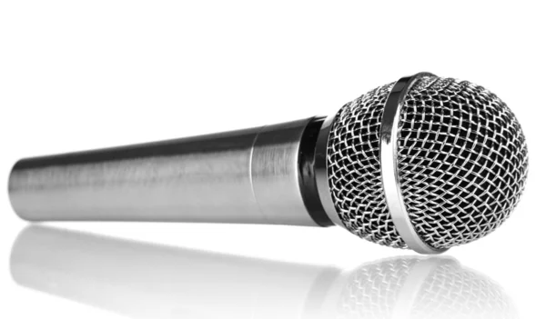 Silver microphone isolated on white — Stock Photo, Image