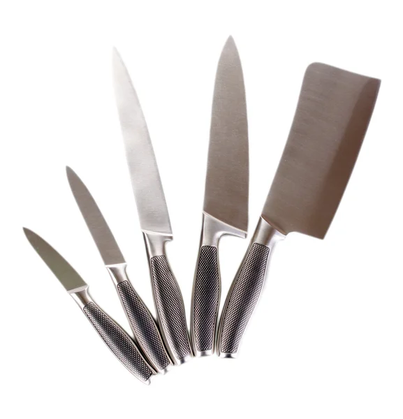 Set di coltelli isolati su bianco — Foto Stock