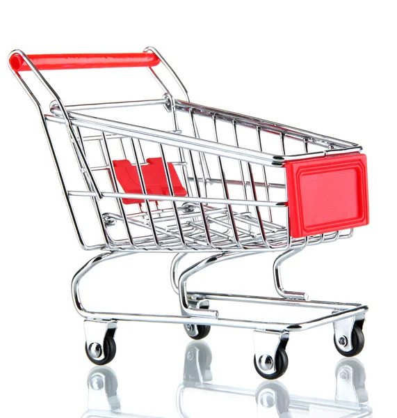 Empty shopping trolley, isolated on white — Stock Photo, Image