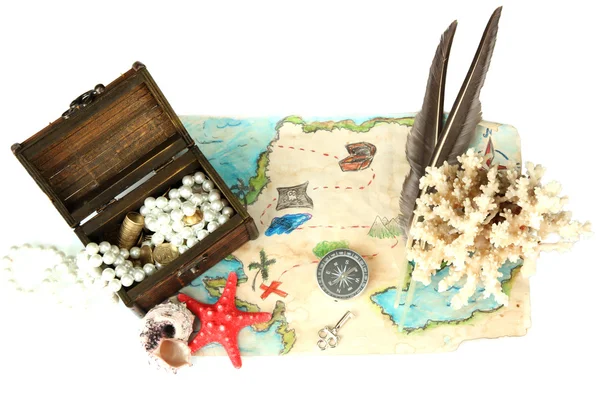 Map of treasures isolated on white — Stock Photo, Image