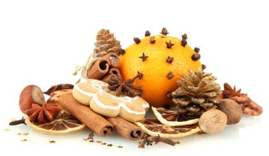 beyaz izole Noel baharat kompozisyonu