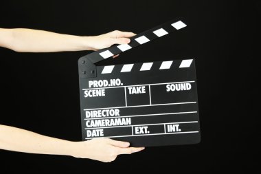 Film üretim clapper tahta üzerine siyah izole