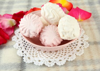 açık renkli renkli plaka üzerinde Marshmallows