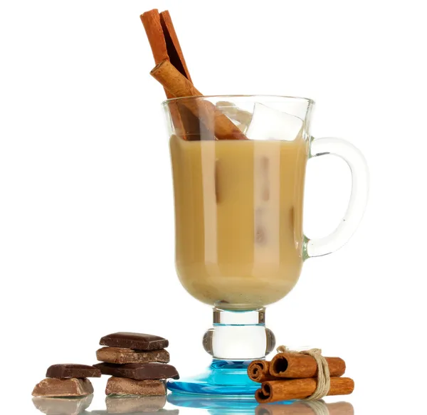 Latte in glass isolated on white — Stock Photo, Image