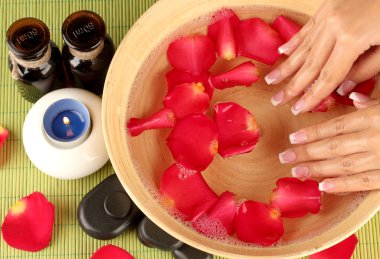 Kadın elleri için spa tedavisi, yakın çekim.