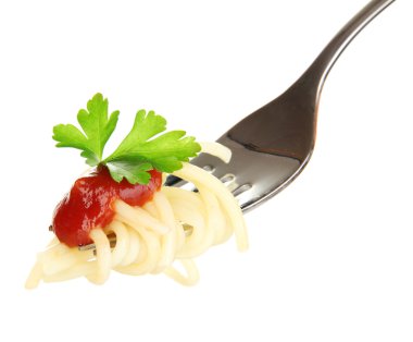 beyaz zemin üzerine çatal yakın çekim üzerinde leziz spagetti