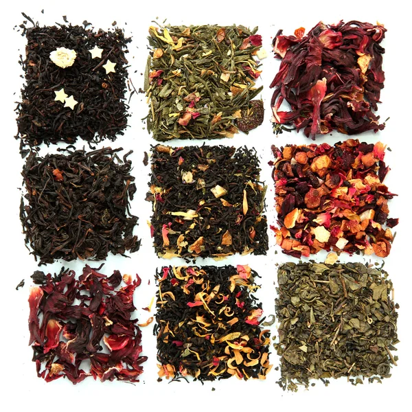 Assortment of dry tea, isolated on white — Stock Photo © belchonock