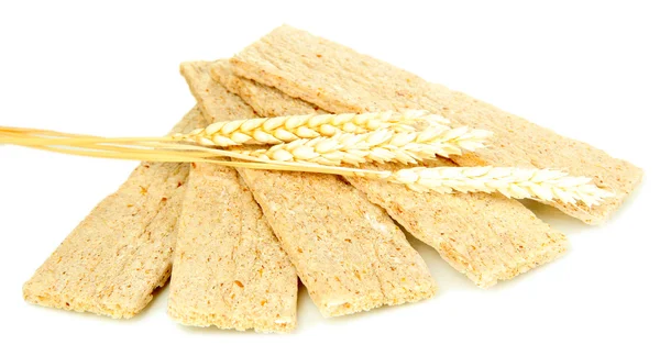 Oat biscuits and wheat ears isolated on white — Stock Photo, Image