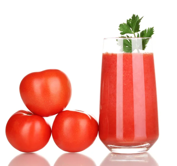 Glass of tomato juice isolated on white — Stock Photo, Image