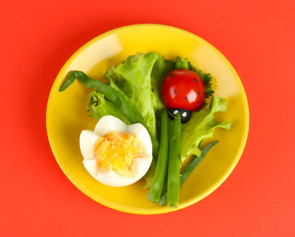 Fun food for kids on color background — Stock Photo, Image