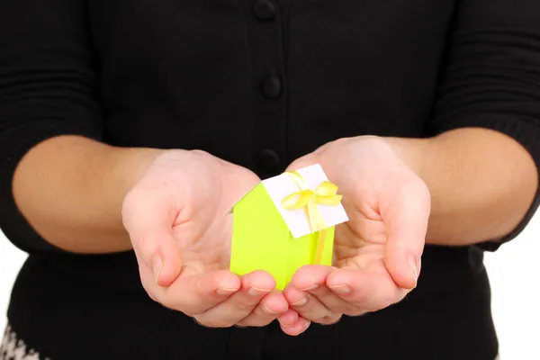Small house in hands — Stock Photo, Image