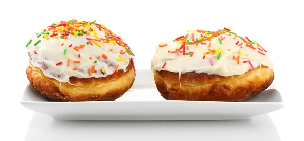 Tasty donuts isolated on white — Stock Photo, Image