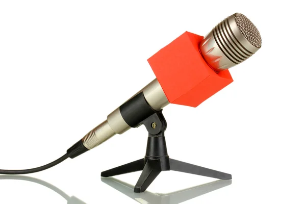 Microphone sur pied isolé sur blanc — Photo