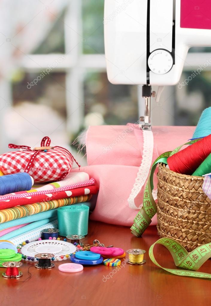 Sewing Machine And Fabric On Bright Background Stock Photo Best White Sewing Machine 1632 Sewing Machine And Fabric On Bright Background Stock Photo Best White Sewing Machine 1632