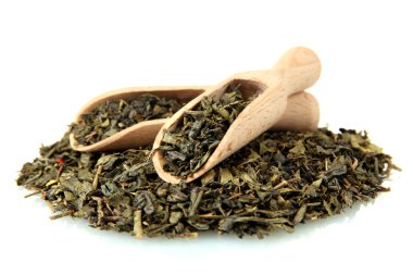 aromatik yeşil kuru çay, beyaz izole