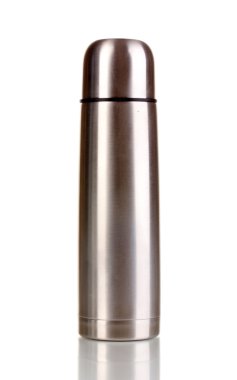 metal termos üzerinde beyaz izole