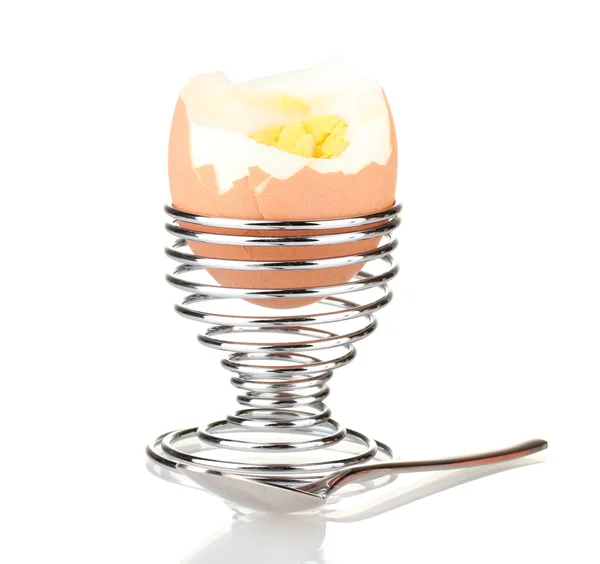 Vařené vejce vejce Cup izolované na bílém — Stock fotografie