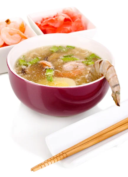 Chinese soup isolated on white — Stock Photo, Image